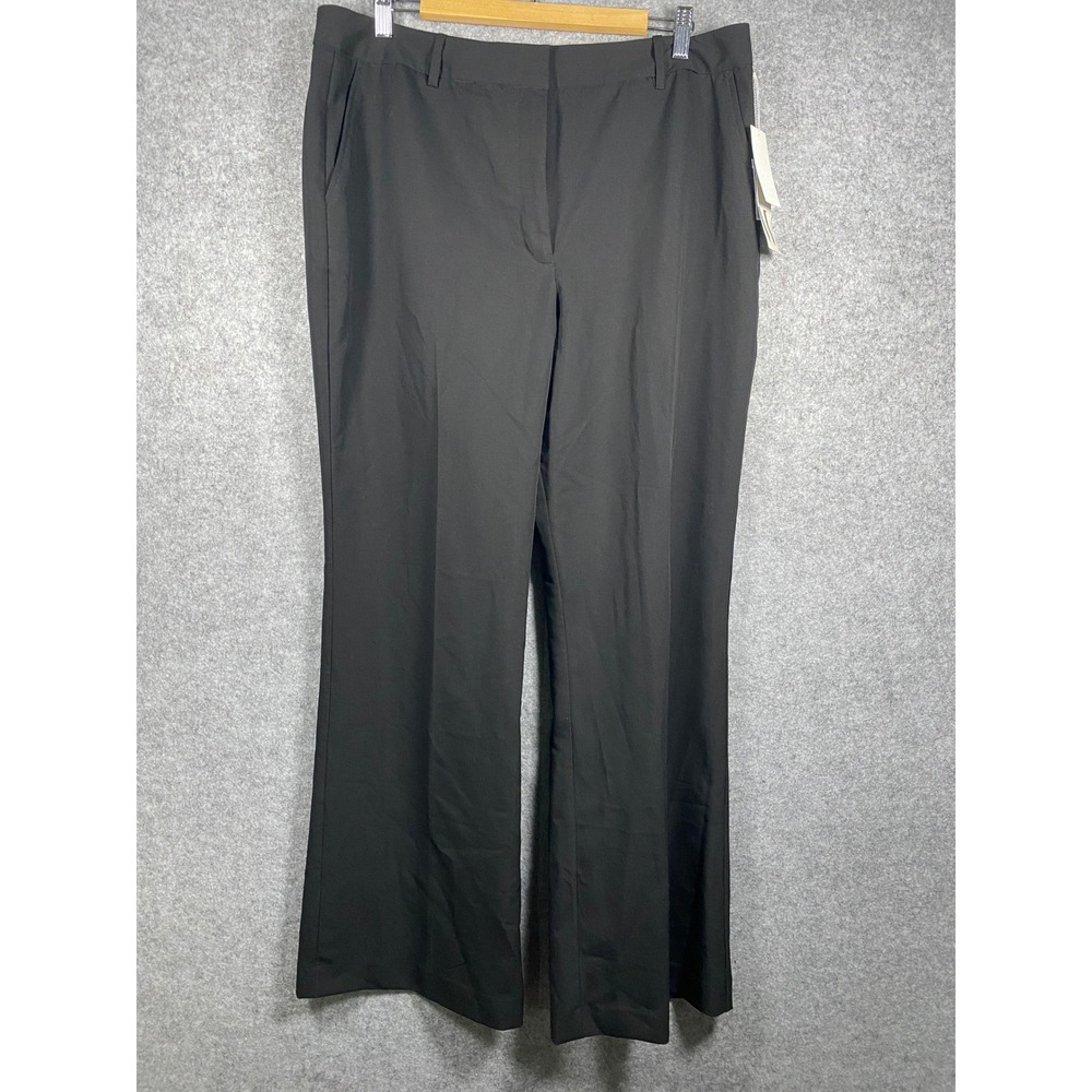 Worthington Womens High Rise Wide Leg Trouser Pants Black Size 16 NWT 816-0261